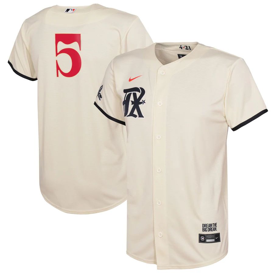 Texas Rangers #5 Freddie Freeman Youth Cream 2023 City Connect Replica ...